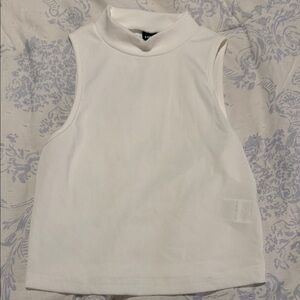 SHEIN White Ribbed Mock Neck Sleeveless Tank